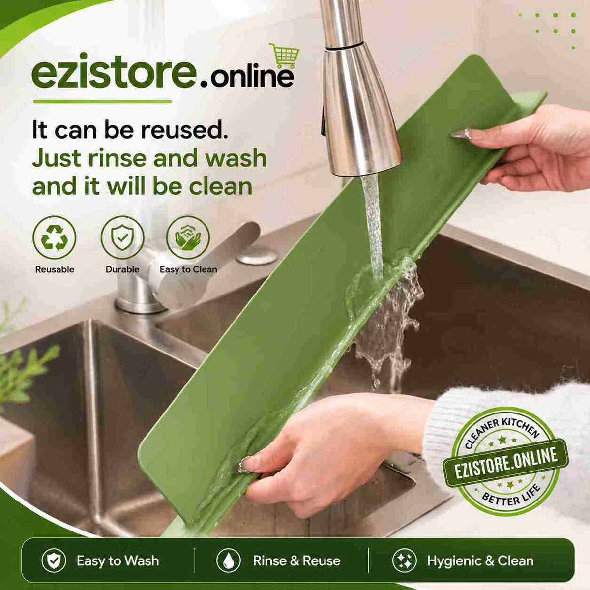 Kitchen Sink Splash Guard – Extra Wide Water Protection Ezi Store