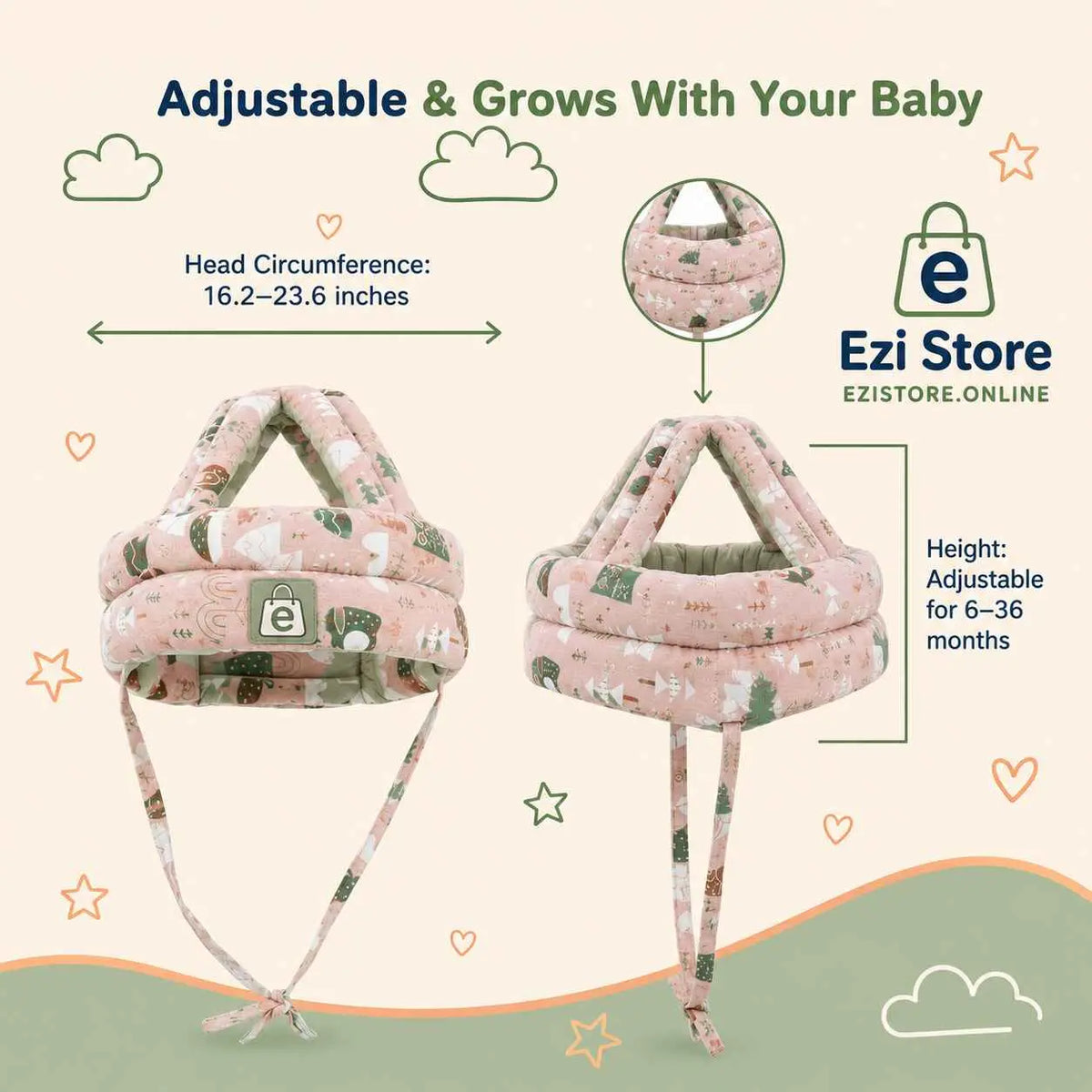 Baby Head Protection Helmet | Anti-Collision Safety Cap for Toddlers ezistore