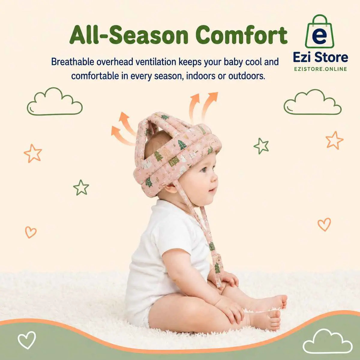 Baby Head Protection Helmet | Anti-Collision Safety Cap for Toddlers ezistore