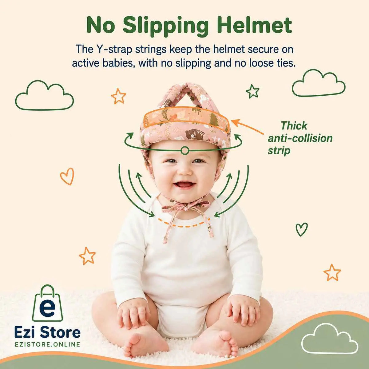 Baby Head Protection Helmet | Anti-Collision Safety Cap for Toddlers ezistore