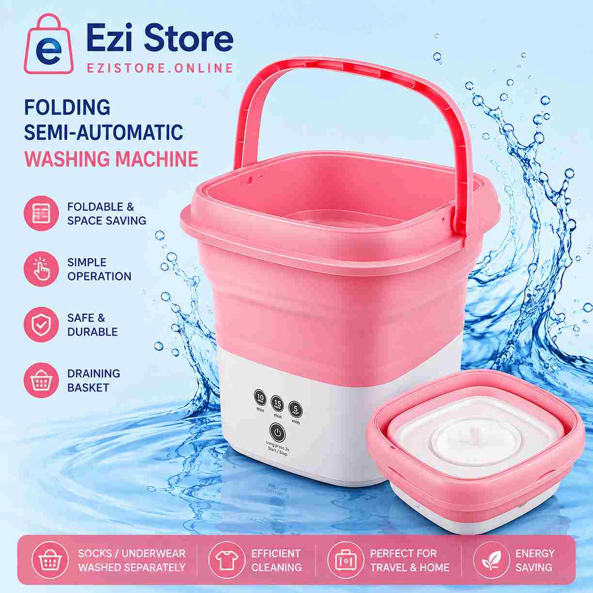 Mini Washing Machine - 2 in 1 Portable Washing Machine with Dryer