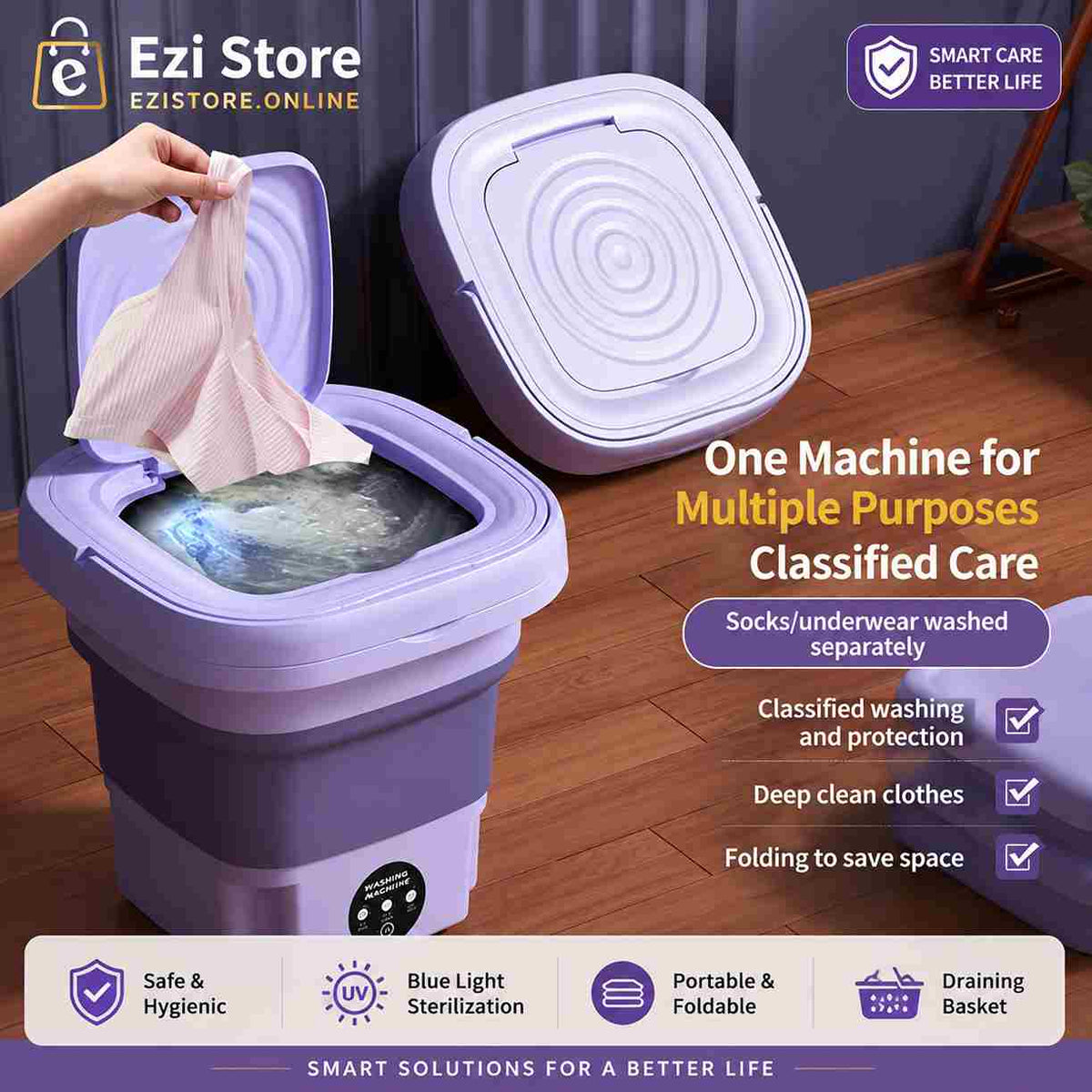 Mini Washing Machine - 2 in 1 Portable Washing Machine with Dryer