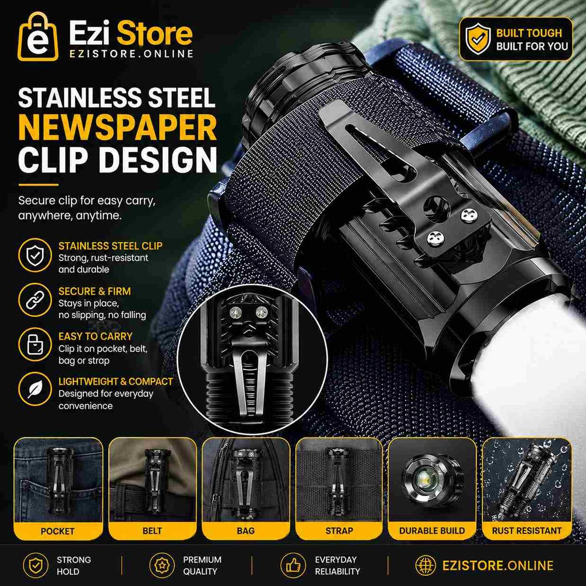 Powerful 3 LED Super Bright Mini Flashlight Rechargeable Portable Torch with Magnet