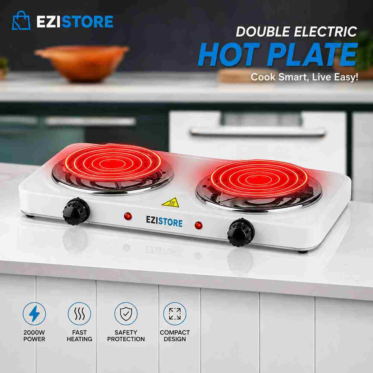 Premium Quality Electric RAF Double Stove 2 Burner Electric Hot Plate ezistore