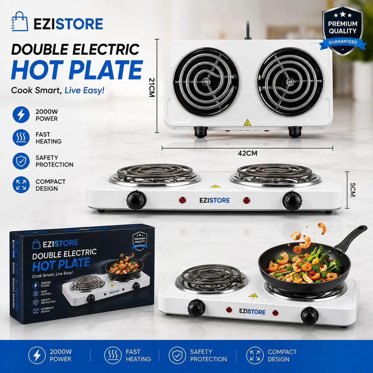 Premium Quality Electric RAF Double Stove 2 Burner Electric Hot Plate ezistore